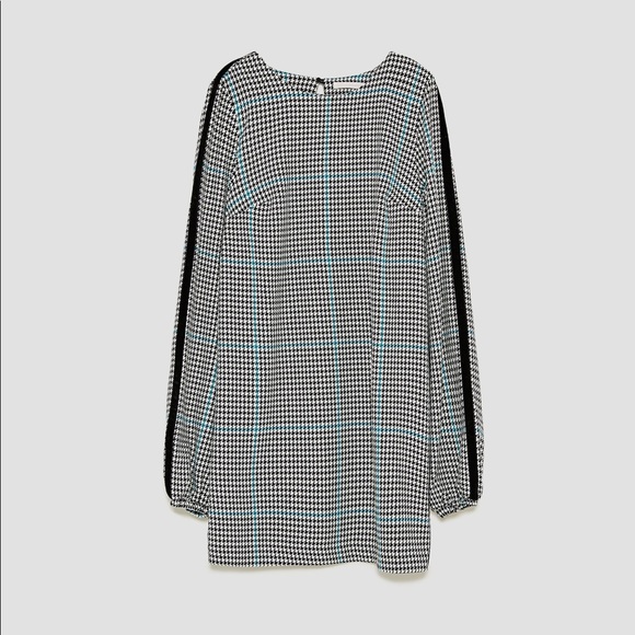 LAST CHANCE! Zara checked dress with velvet strips - Picture 4 of 5